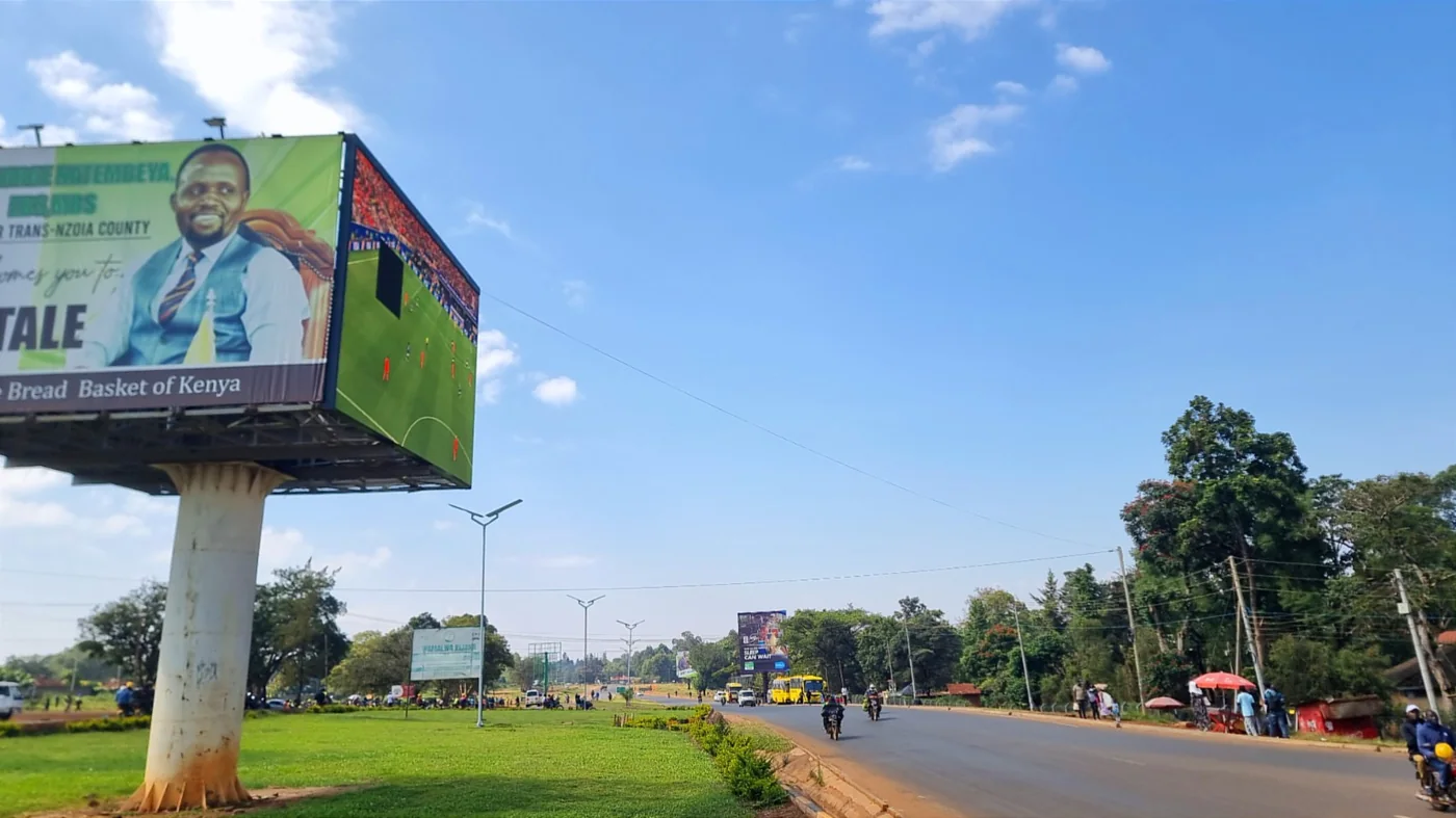 Football content displayed on the Trans Nzoia Digital screen