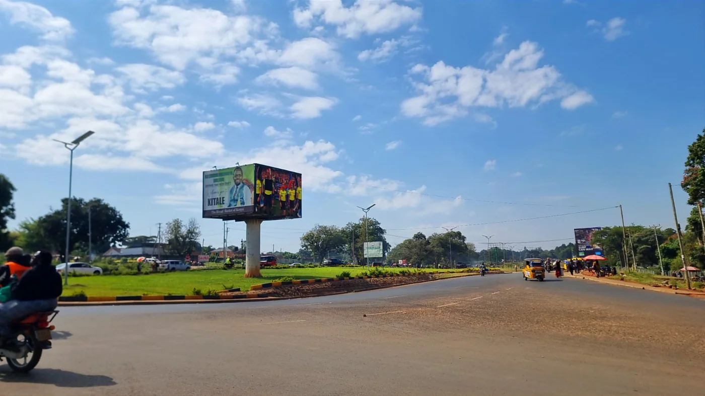 Outdoor LED screen at the entry of Kitale